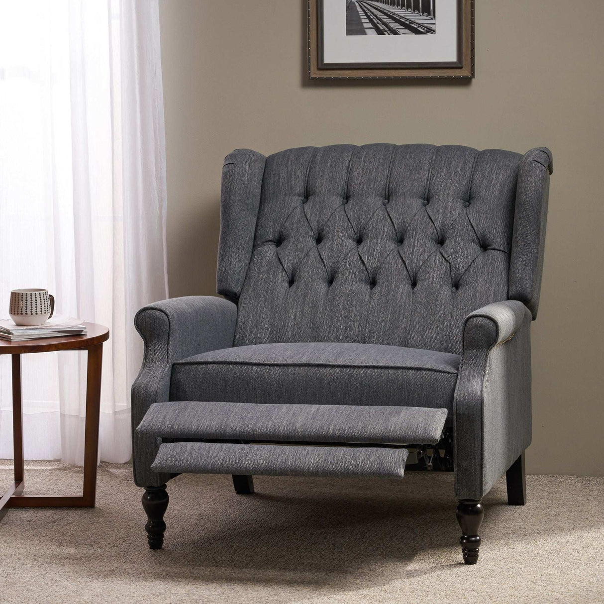 Dunham - Contemporary Fabric Tufted Oversized Pushback Recliner - Best Buy Furniture