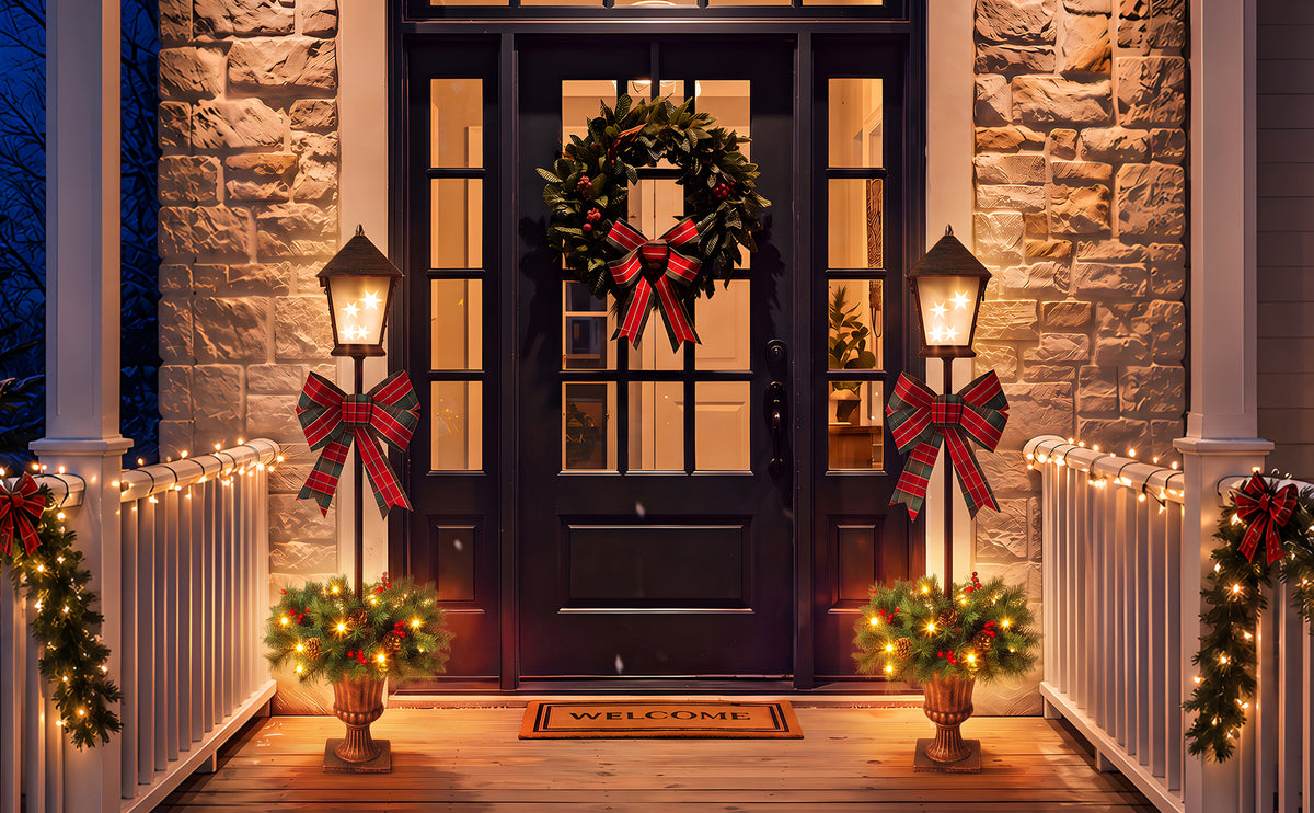 2 Pack Pre-Lit Christmas Lamp Post Decor