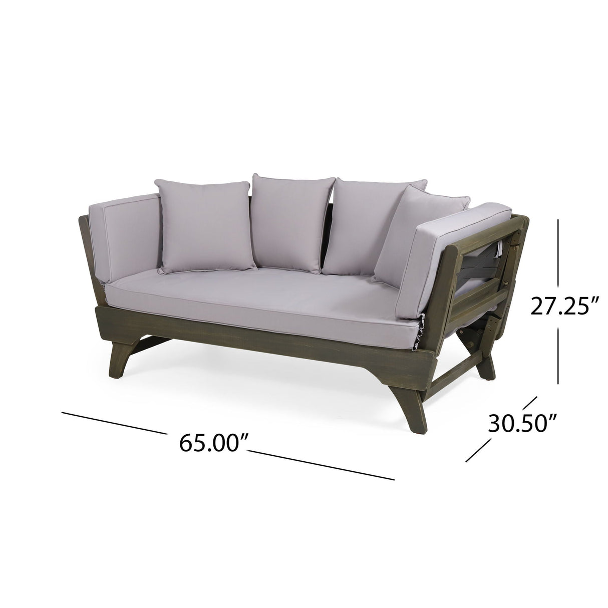 Outdoor Acacia Wood Expandable Daybed With Cushions - Best Buy Furniture
