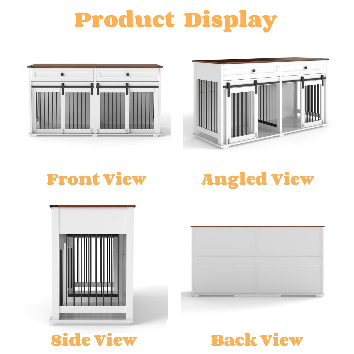 63'' Large Dog Crate Furniture for Double Dog