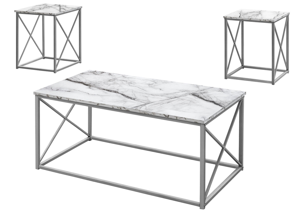 Table Set, Coffee, End, Side, Accent, Living Room, Marble Look Laminate, Contemporary & Modern (Set of 3) - Best Buy Furniture