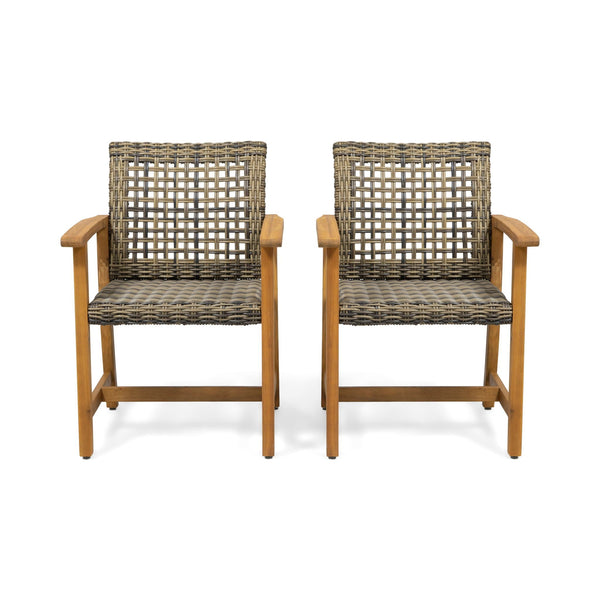 Outdoor Dining Chair Acacia Wood Frame (Set of 2)
