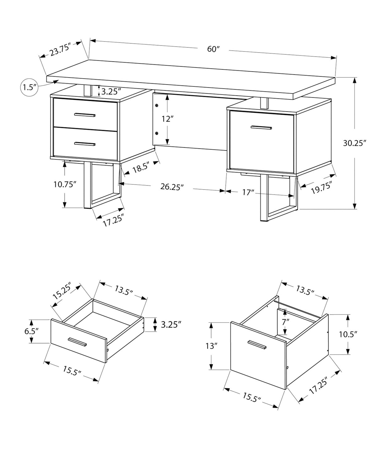 Computer Desk For Home Office, Laptop, Left, Right Set - Up, Storage Drawers, Contemporary & Modern - Best Buy Furniture