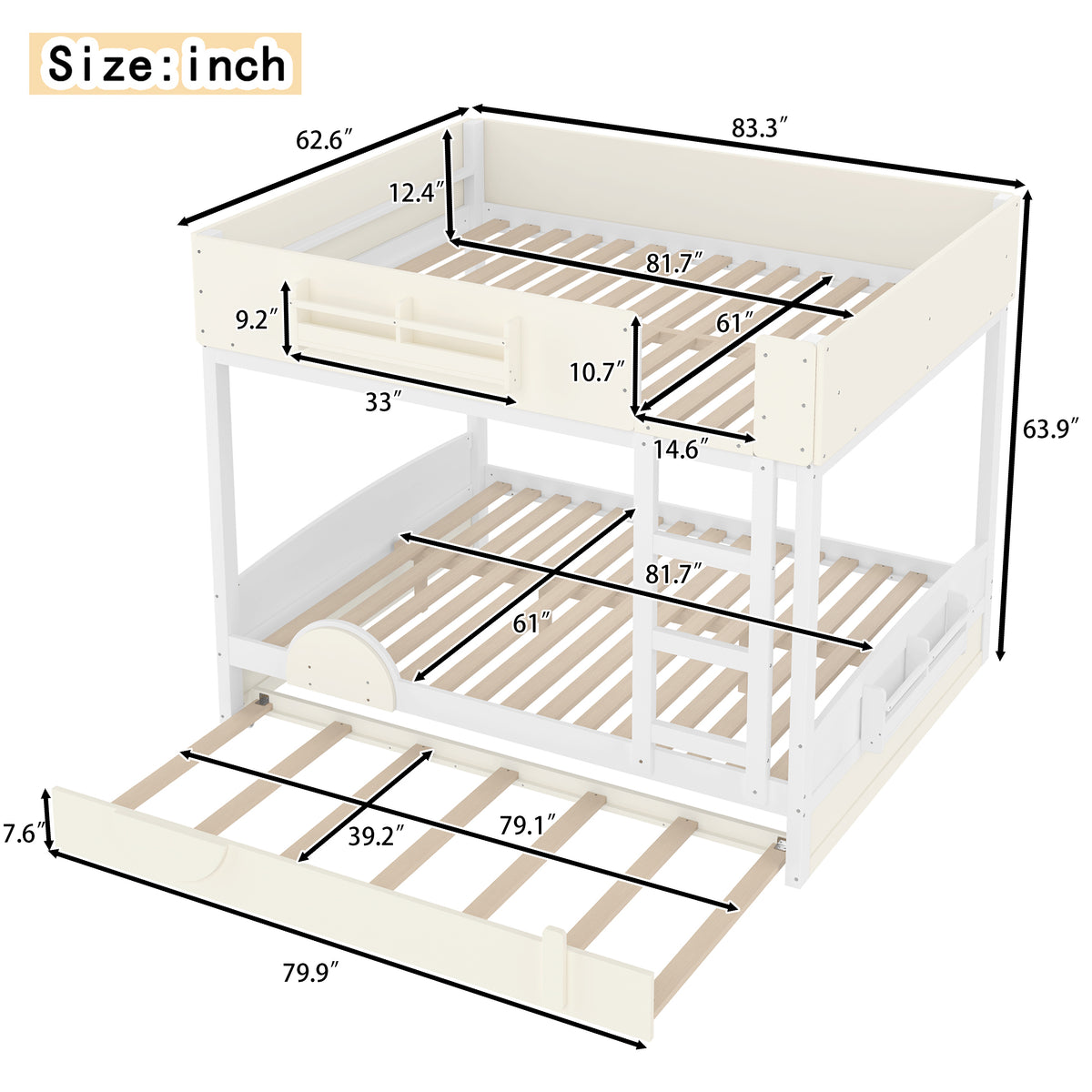 Queen Bunk Bed with Trundle