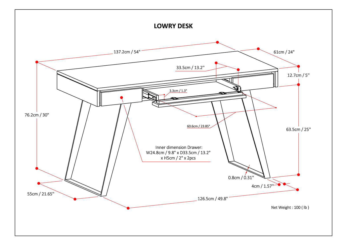 Lowry - Desk - Distressed Charcoal Brown