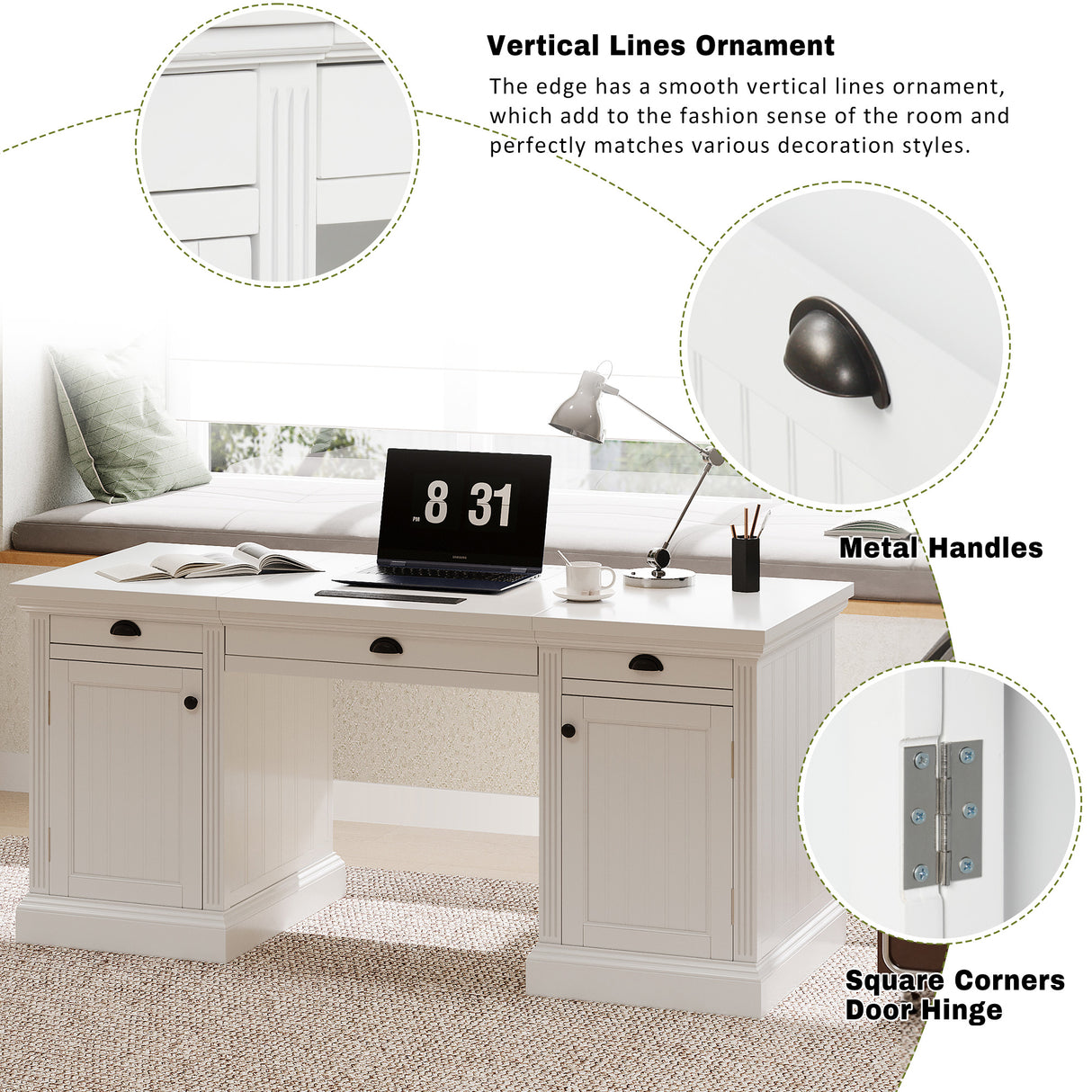 67" Modern Executive Desk with Storage