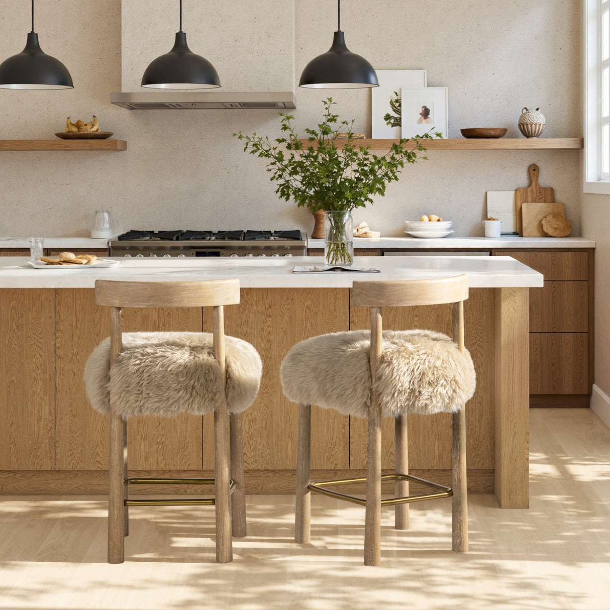 Arden 27.5 Genuine Fur Counter Height Bar Stool