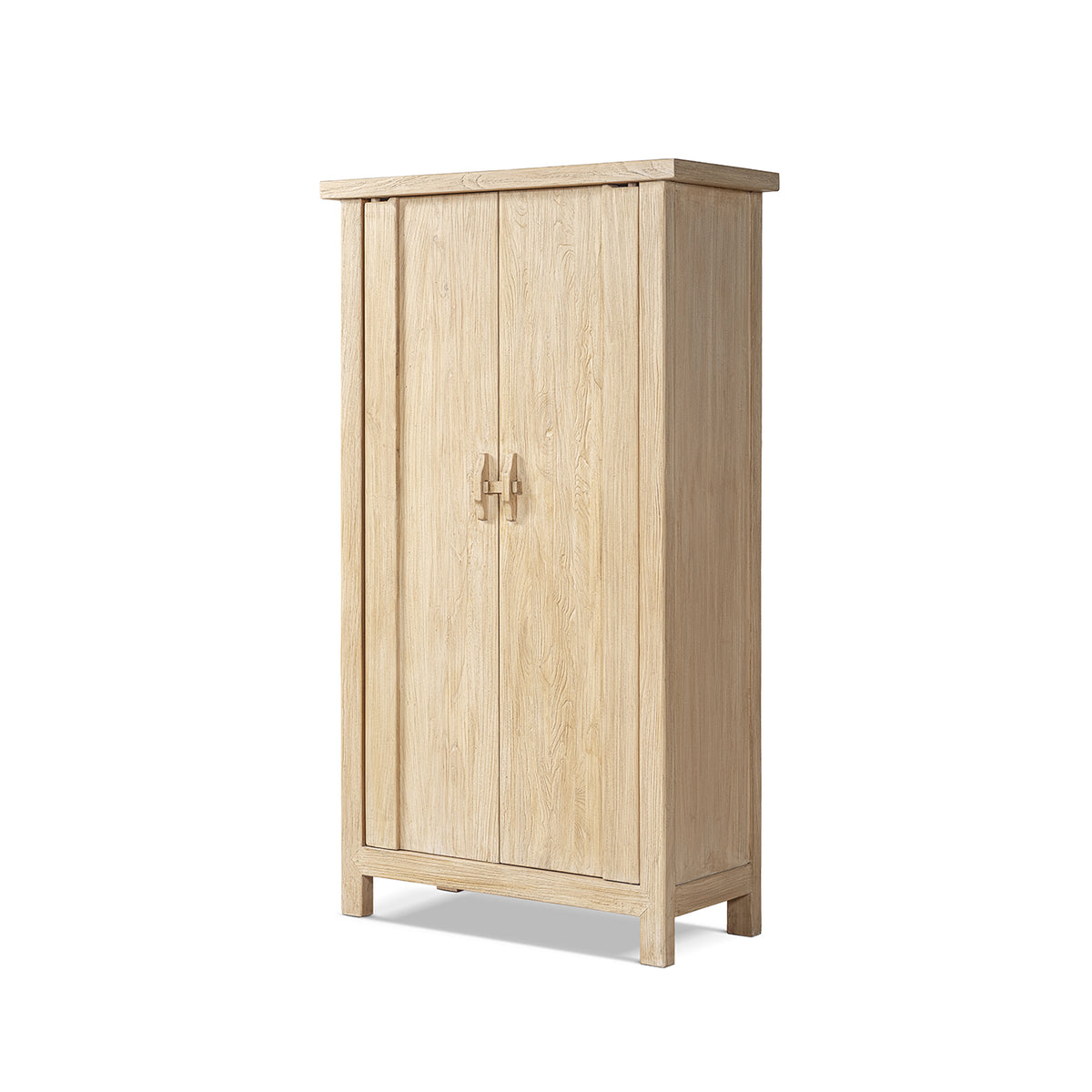 Fable 80.5-Inch Tall Reclaimed Elm Wood 2-Door Storage Cabinet, Light Natural Brown