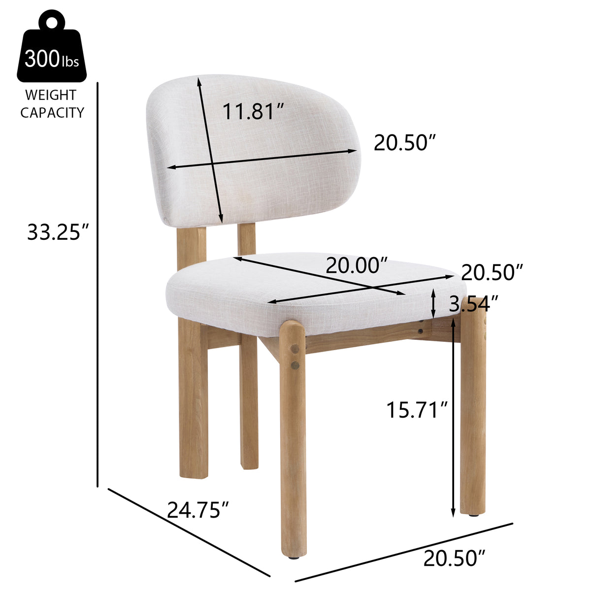 Beige Upholstered Scandinavian Dining Chair