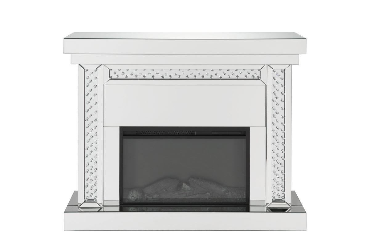 Nysa Mirrored & Faux Crystals Fireplace