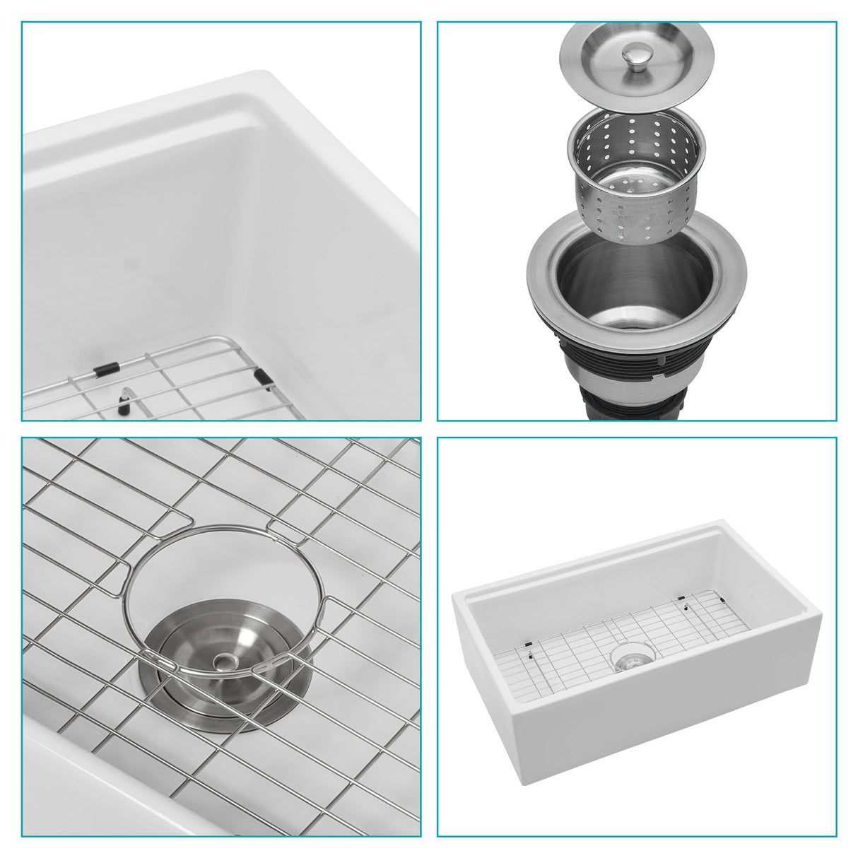 Farmhouse Sink Workstation, Ceramic Single Bowl With Accessories