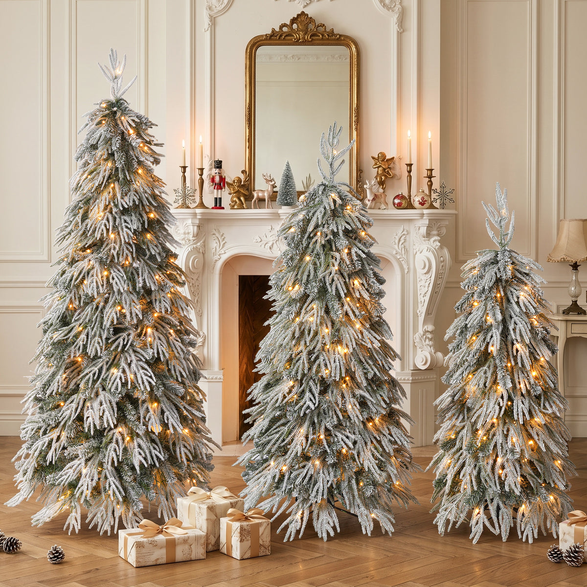 Snowy Cascading Christmas Trees 3-Piece Set