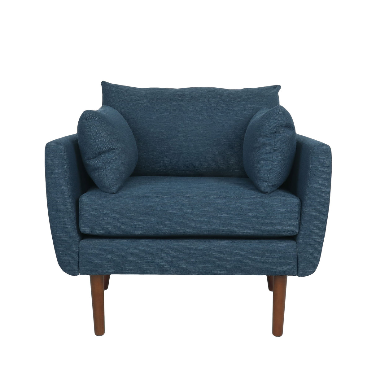 Luminate Upholstered Fabric Club Chair with Tapered Legs and 2 Accent Pillows