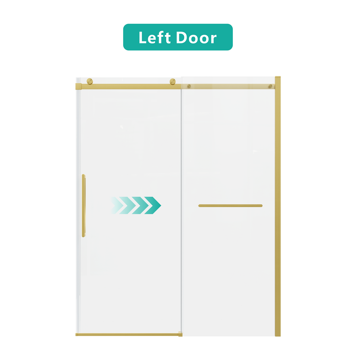 Frameless Sliding Shower Door, 56-60 Inch, 8mm Tempered Glass, Brushed Gold
