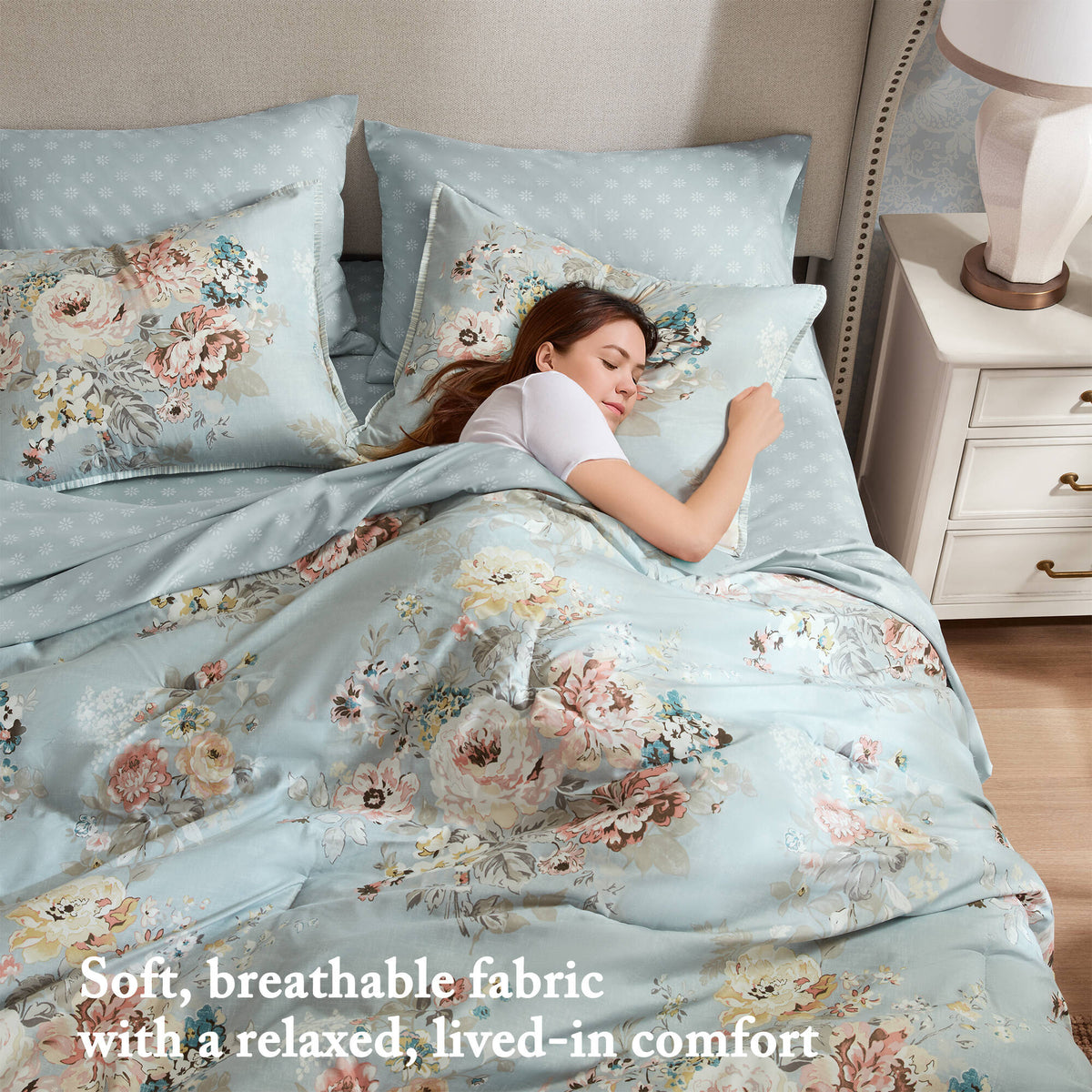 7-Piece Cal King 7 Piece Vin-Inspired Collection Floral Print, Soft