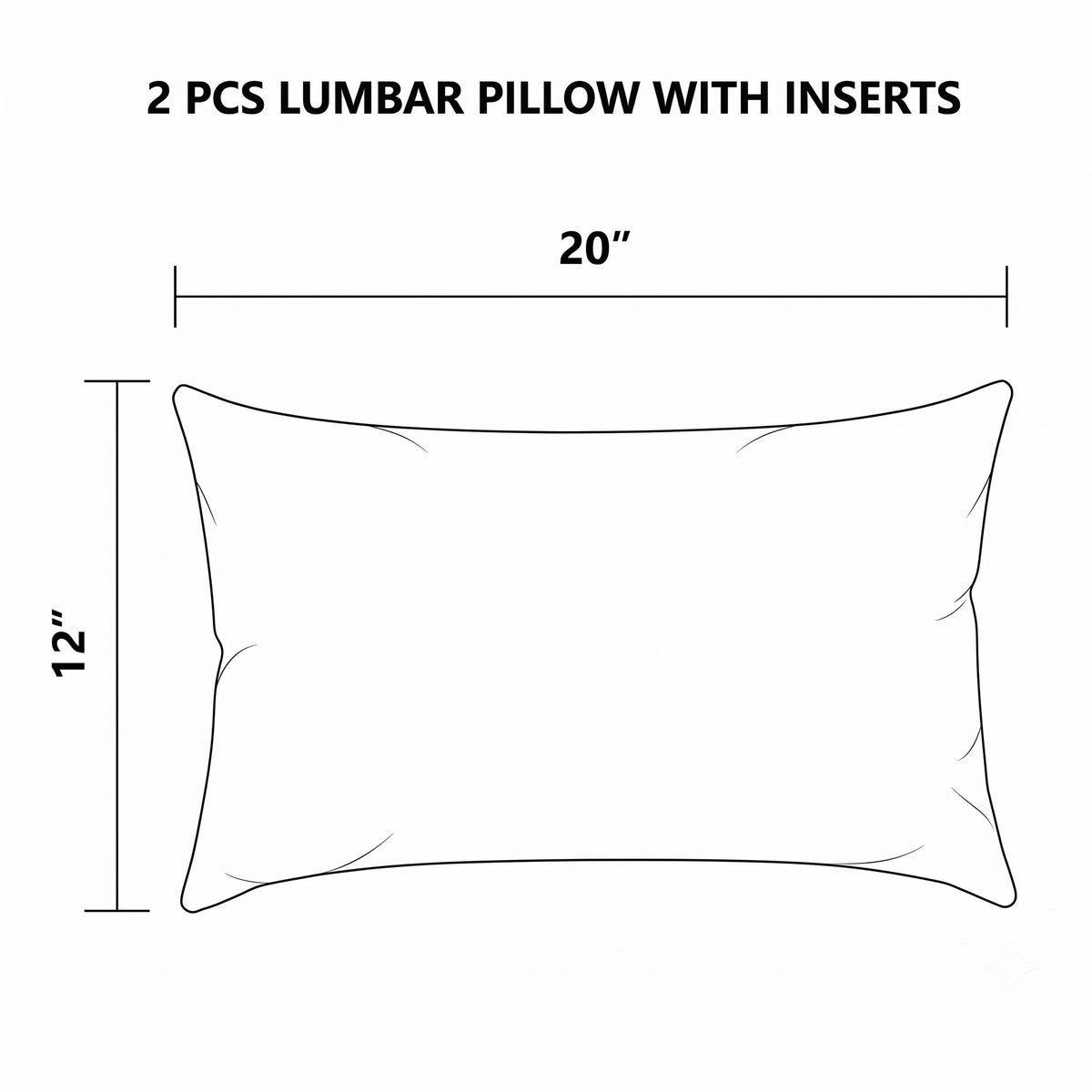 2 Pack Outdoor Lumbar Pillow with Inserts 12x20 Inch