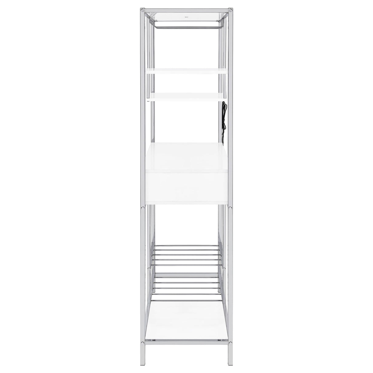 Draper - 5 Shelf LED Wine Cabinet With Pull Out Drawer - Gloss White
