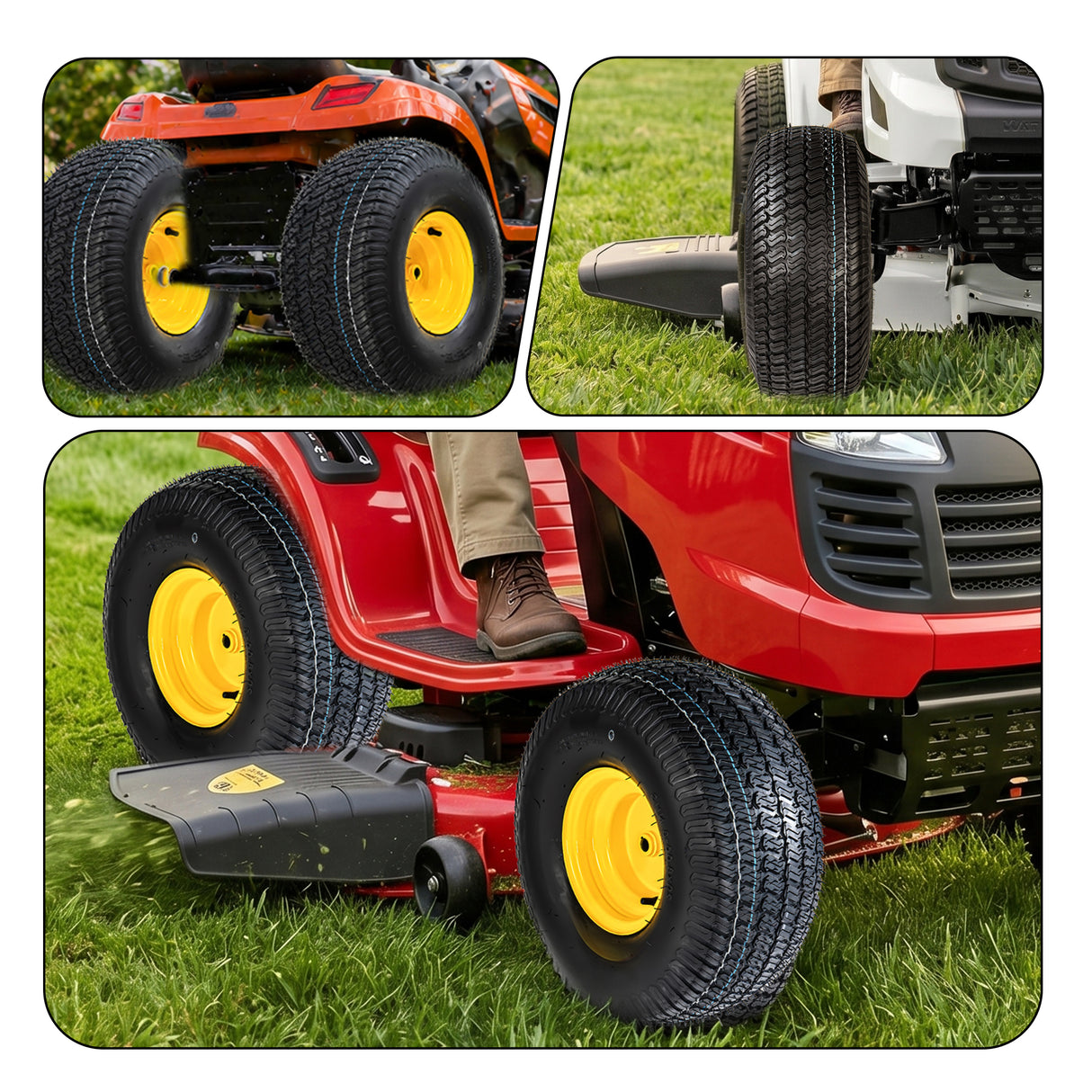 Set of 2 20x8.00-8 Lawn Mower Tires and Wheel Assembly