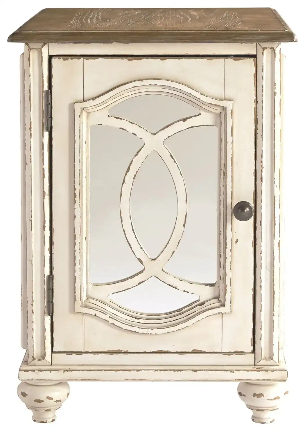 Realyn - Chair Side End Table - Insert Mirror - White / Brown - Best Buy Furniture