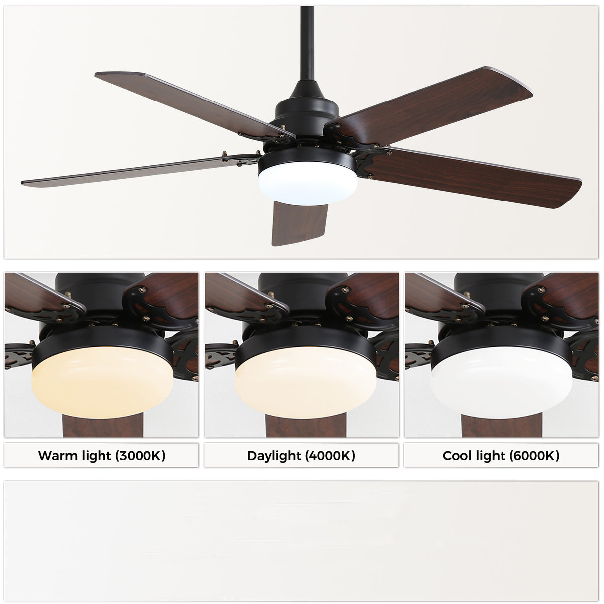 42 Inch Modern Ceiling Fan with LED Light and Remote Control