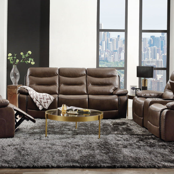 Aashi - Leather Gel Match 3 Piece Recliner Living Room Set - Brown - Best Buy Furniture
