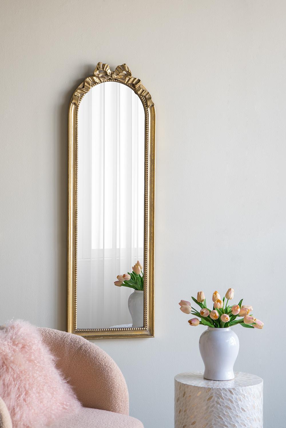 16x1.5x49" Arched Wall Mirror with Ornate Frame
