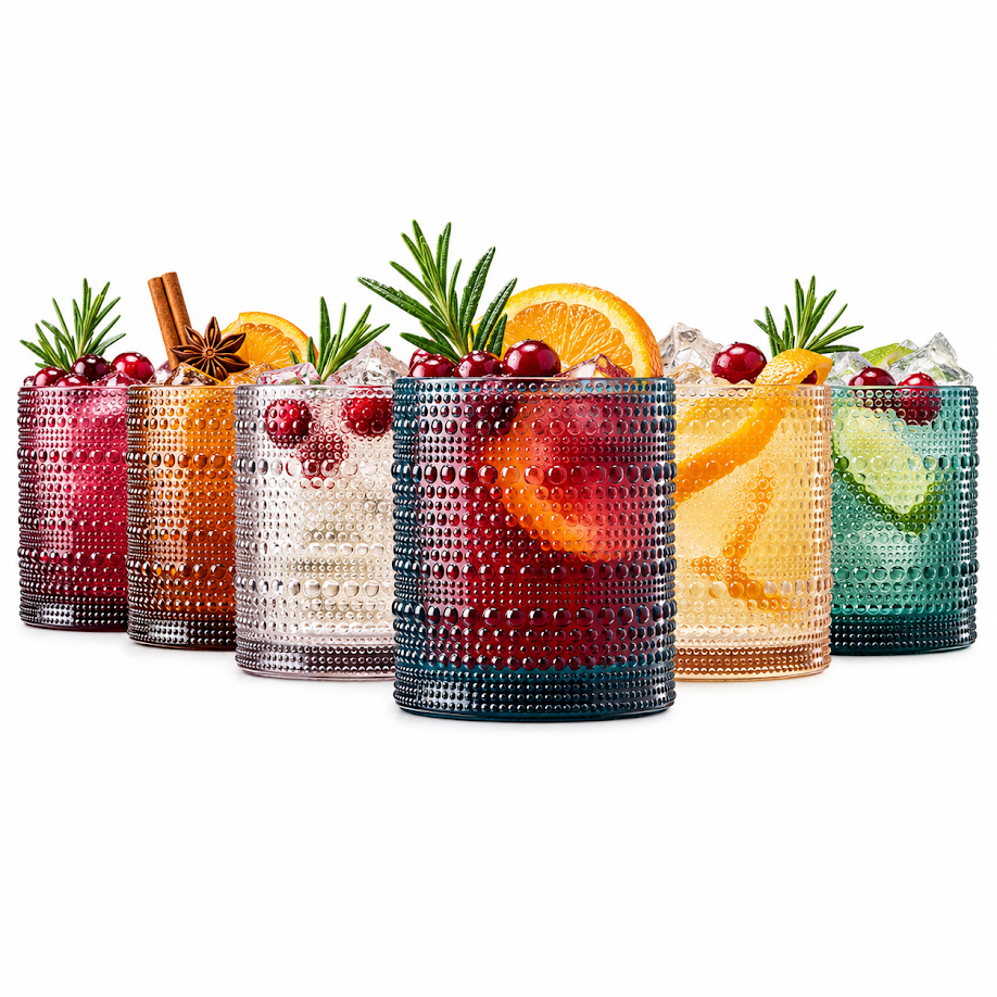 Plastic Hobnail Drinking Glasses Set of 6 Neutral Tones Cups 10oz