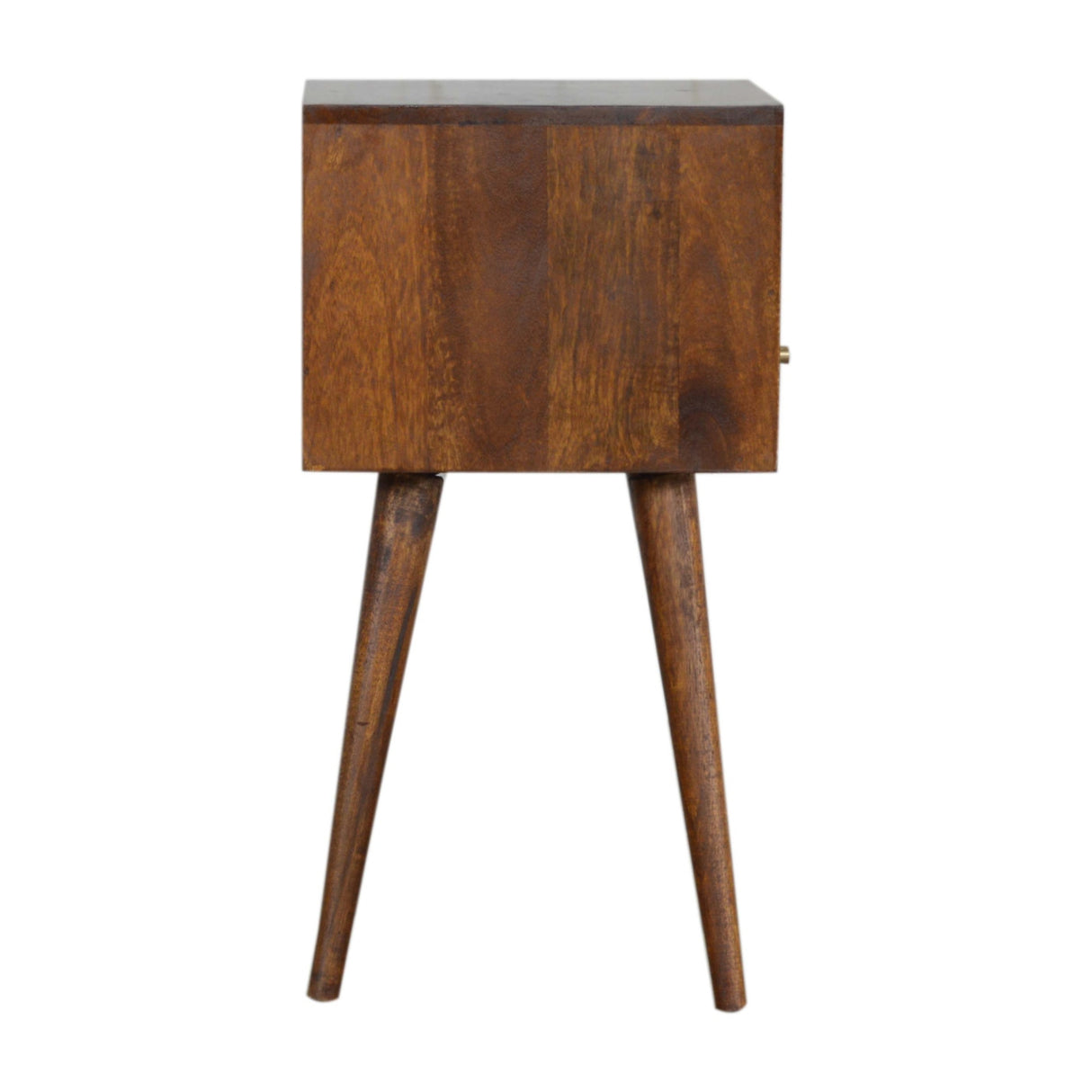 Solid Wood Mini Nightstand, 1-Drawer, 1 Open Slot, Chestnut
