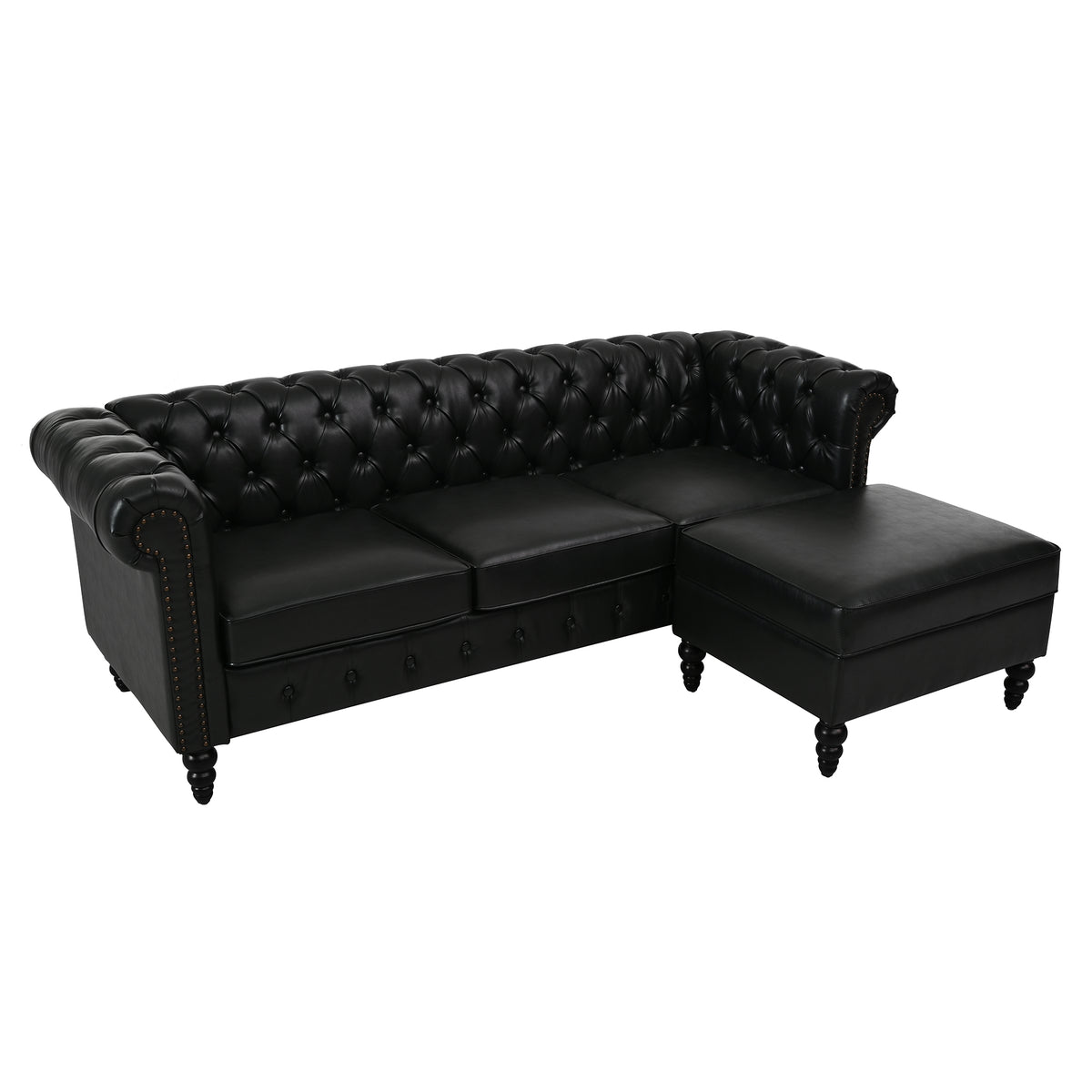 U-style 85" Modern 4-Seater L-Shaped Sectional Sofa with Storage Ottoman