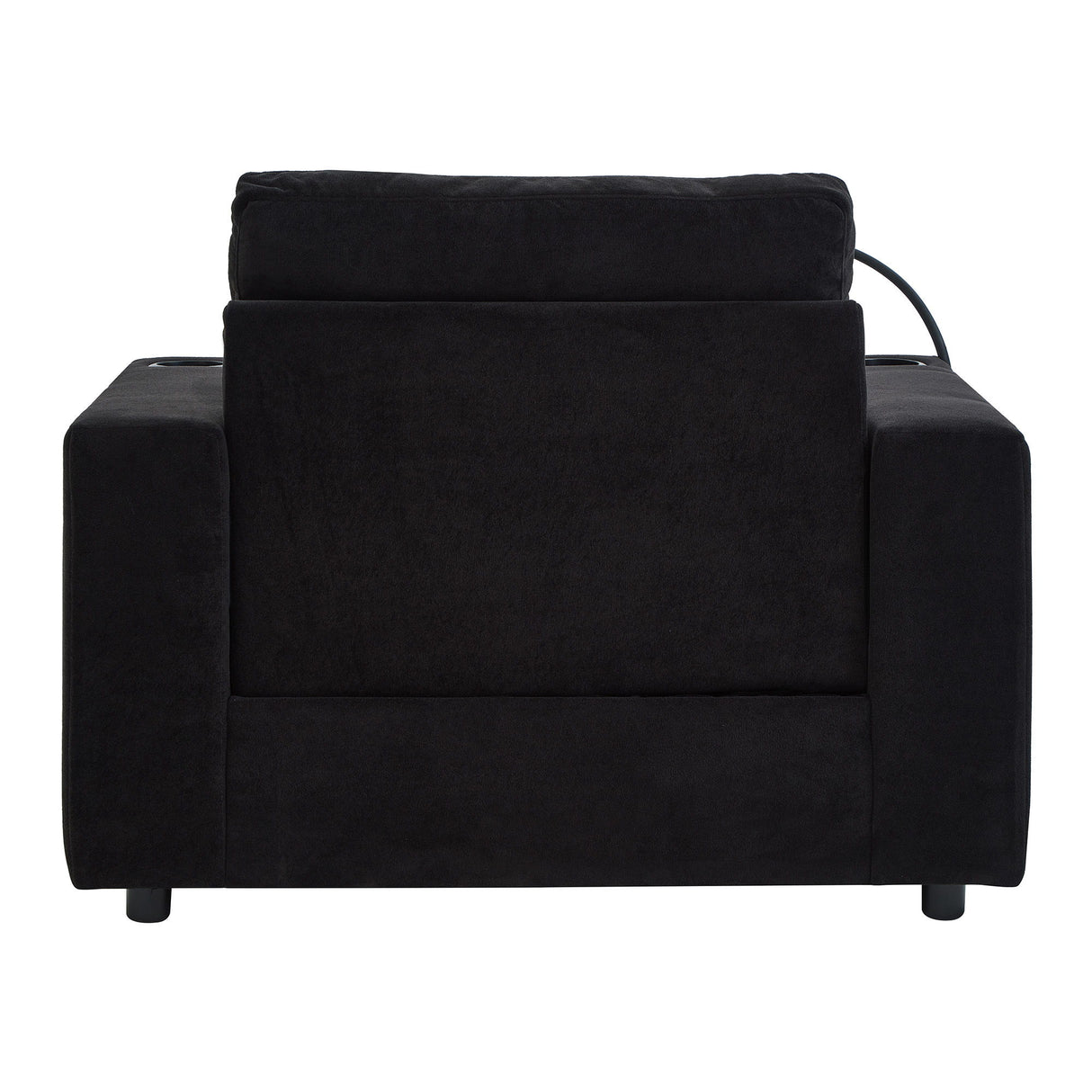 Modern Style Armchair Chaise Lounge Sofa Couch With Movable Storage Ottoman, USB Ports, Cup Holders, Phone Holder, Side Pockets