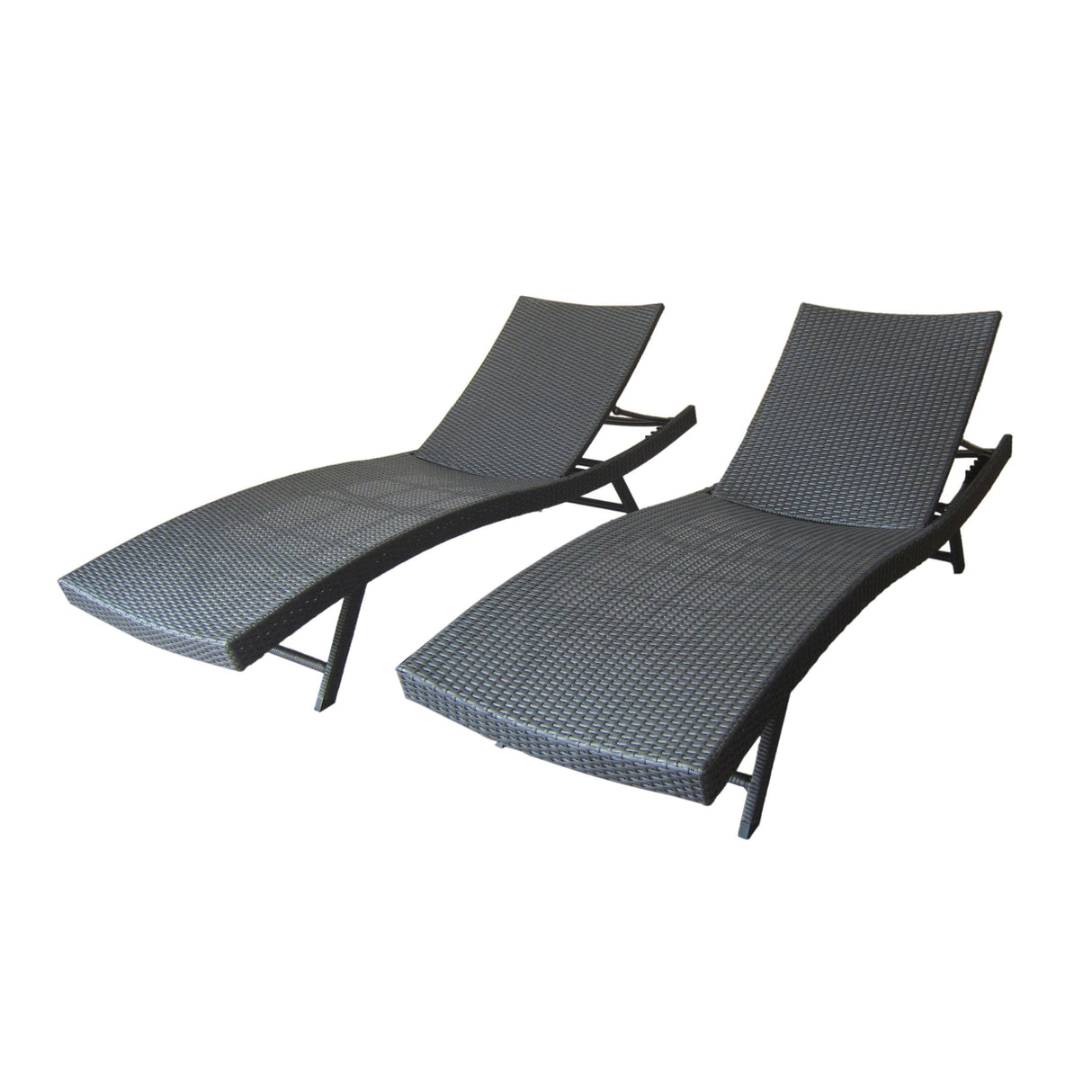 Wicker Chaise With Adjustable Reclining Seats (Set of 2) - Gray - Best Buy Furniture