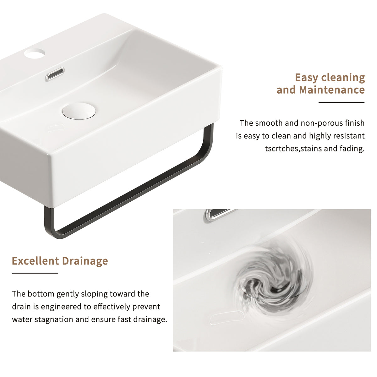 White Vessel Sink with Towel Rack