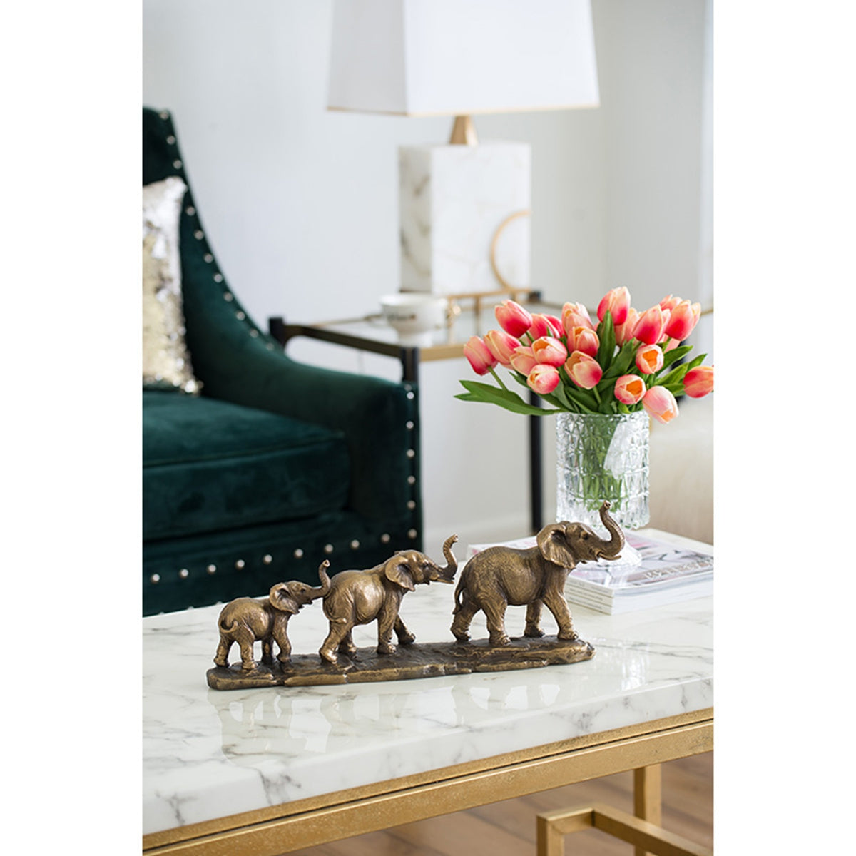 17.9" Elephant Family Statue