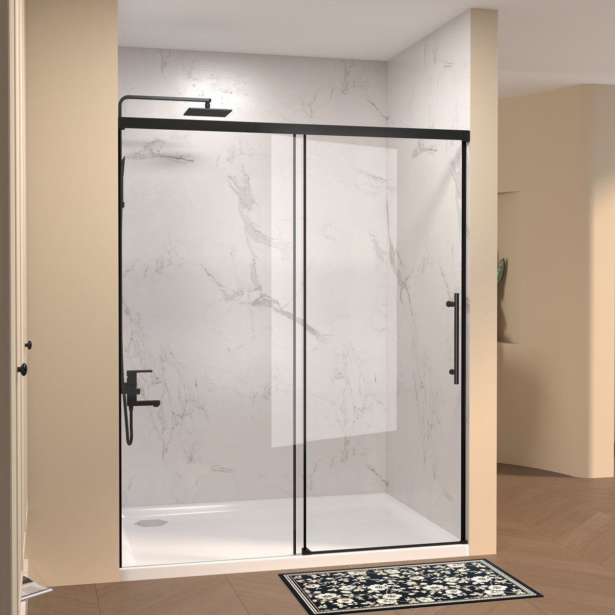 48" W × 72" H Single Sliding Shower Door