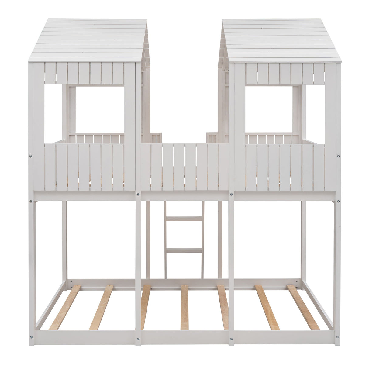 Bunk Bed With Roof, Window, Guardrail, Ladder