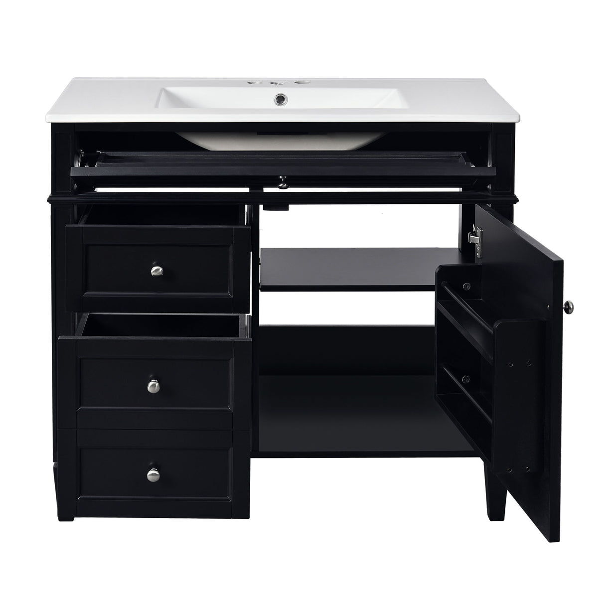 Bathroom Vanity With Top Sink, 2 Drawers And Tip Out Drawer