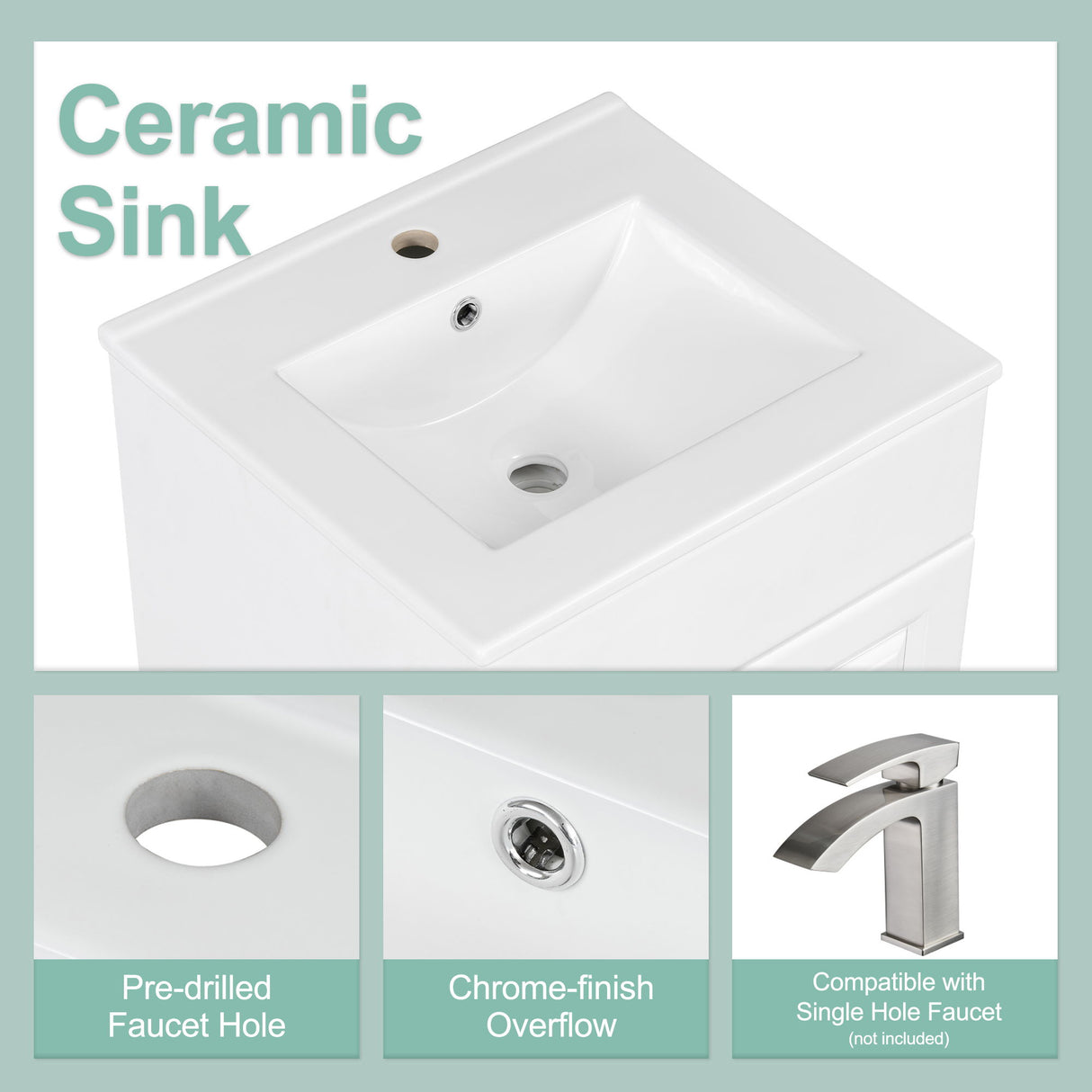 Bathroom Vanity With Sink, Cabinet With Adjustable Shelf