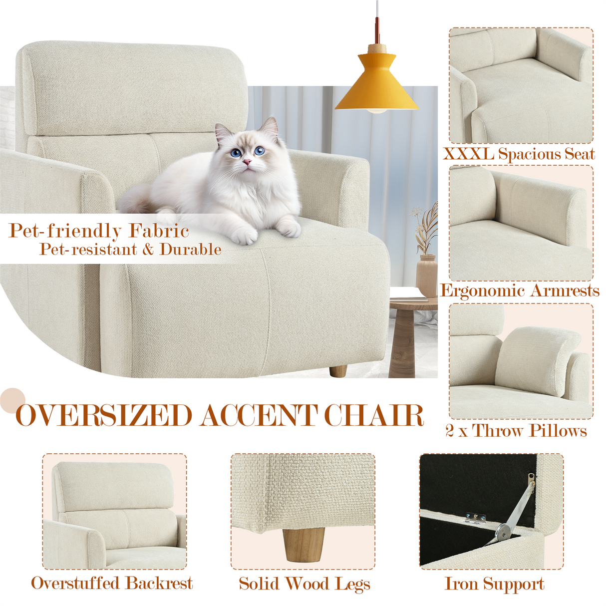 Oversized Chair with Storage Ottoman