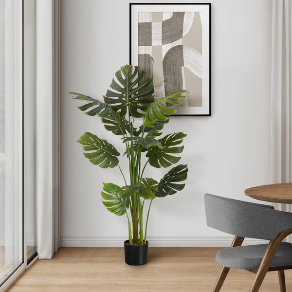 55" Tall, Artificial Plant, Monstera Tree, Indoor, Faux, Fake, Floor, Greenery, Potted, Real Touch, Decorative - Green / Black - Best Buy Furniture
