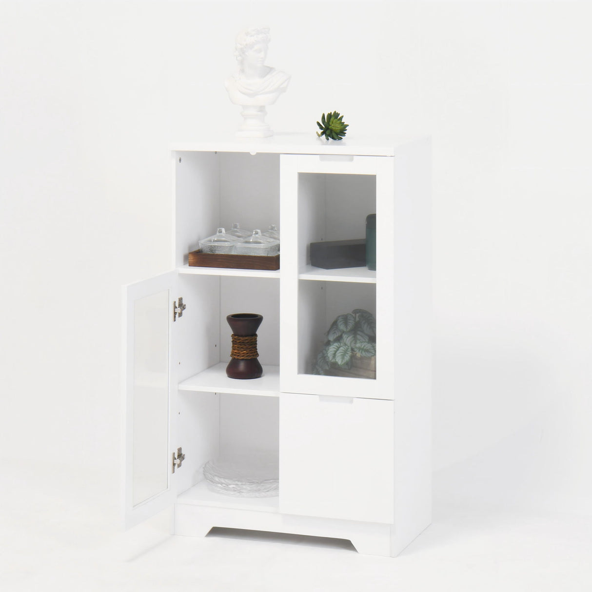 Modern Cabinet With Glass Doors And Drawer