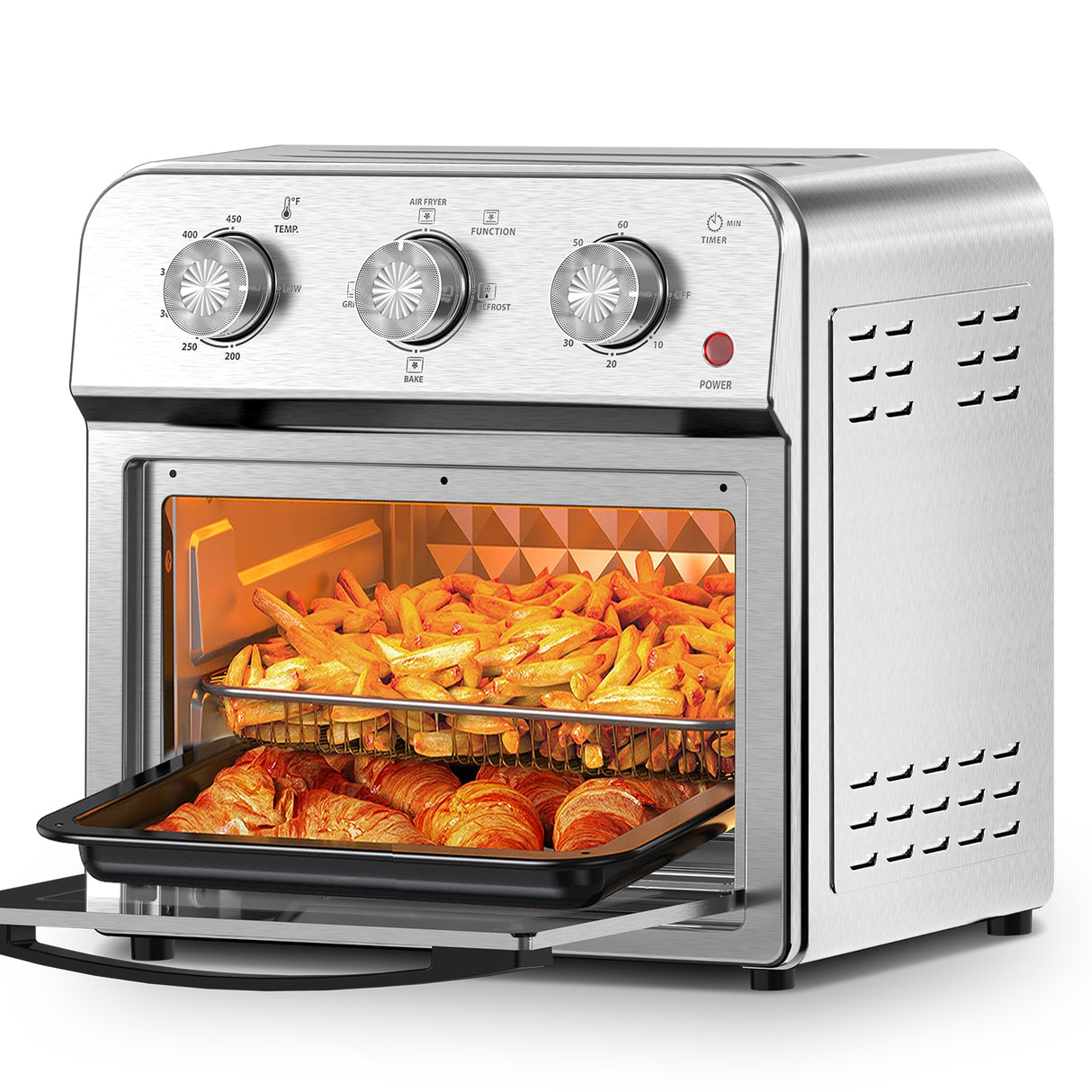 Family Size Air Fryer Toaster Oven Combo, 13QT, Stainless Steel