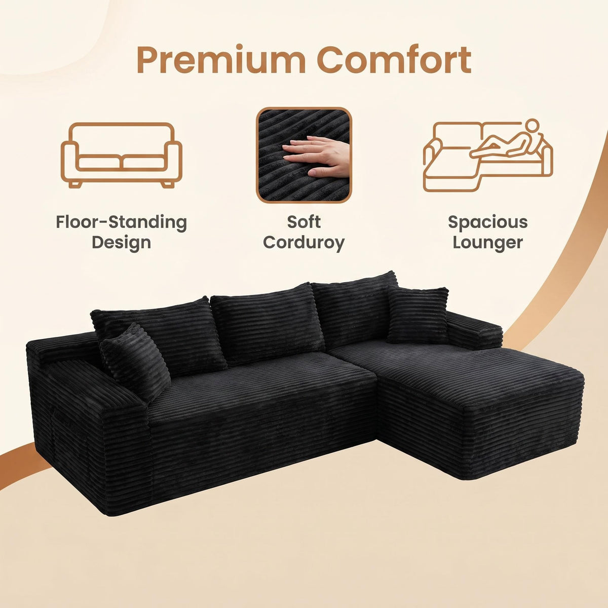 106.3" Cloud Modular Sectional Sofa with L-Shape Chaise