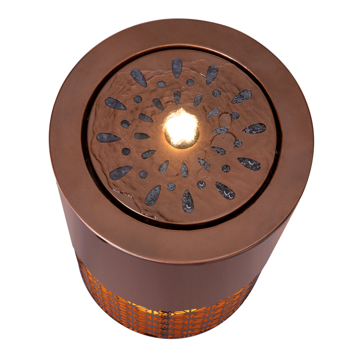 20.87"H Brown Metal Cutout Fountain with LED Lights