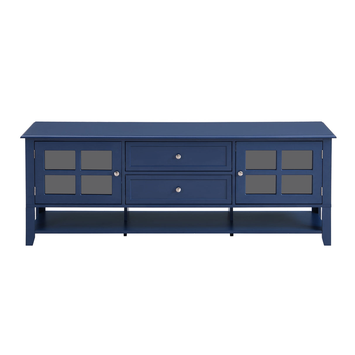 TV Stand, Entertainment Center With Dual Drawers And Hidden Storage, Cabinet With Soft Closing Doors And Sleek Panel Design