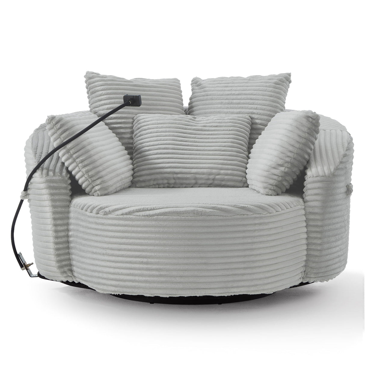 Swivel Accent Barrel Chair With Adjustable Phone Holder
