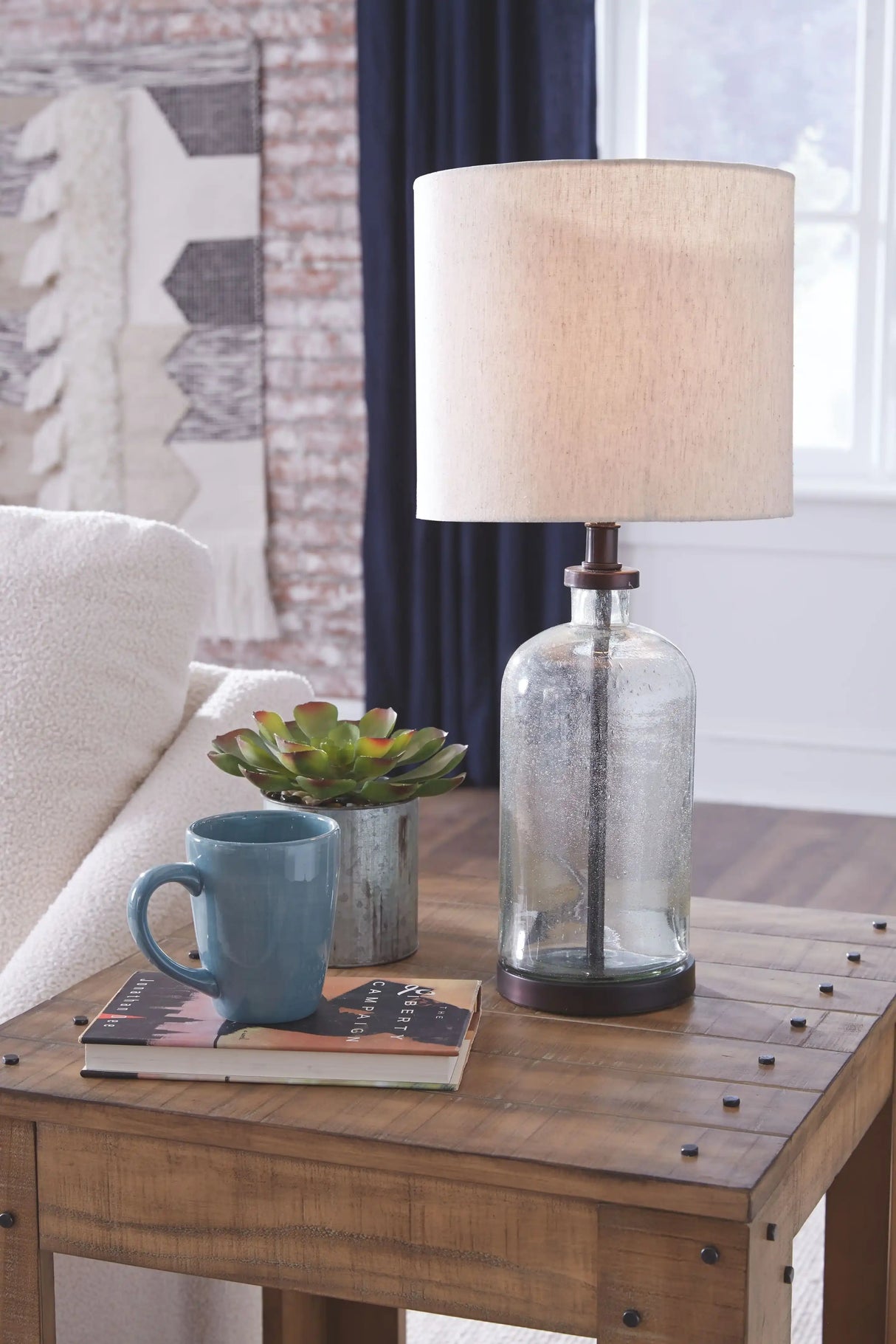 Bandile - Glass Table Lamp - Clear / Bronze Finish - Best Buy Furniture