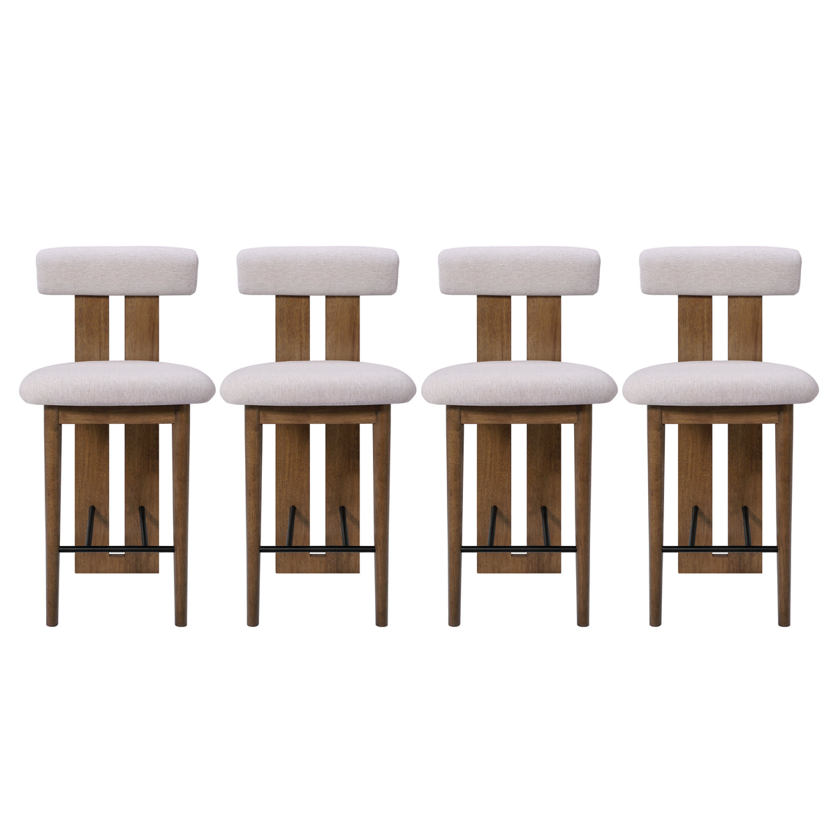 Renee Indoor Modern Split-Back Rubber Wood Counter Stool