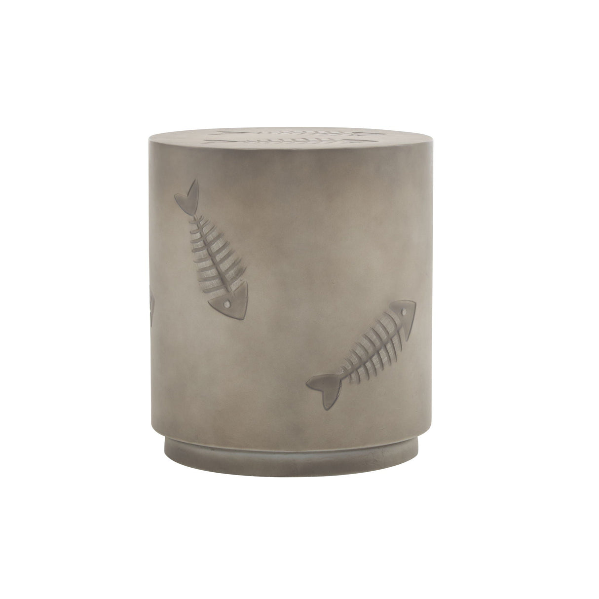 Rustic Magnesium Oxide Side Table With Fish Pattern Design - Gray - Best Buy Furniture