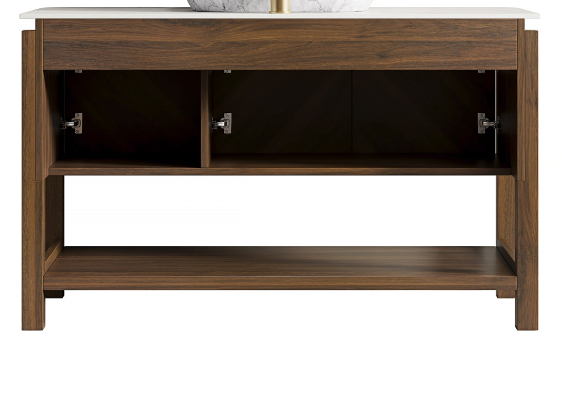 Indigo 48'' Freestanding Cabinet with 3 Doors & Open Shelf, Carrara