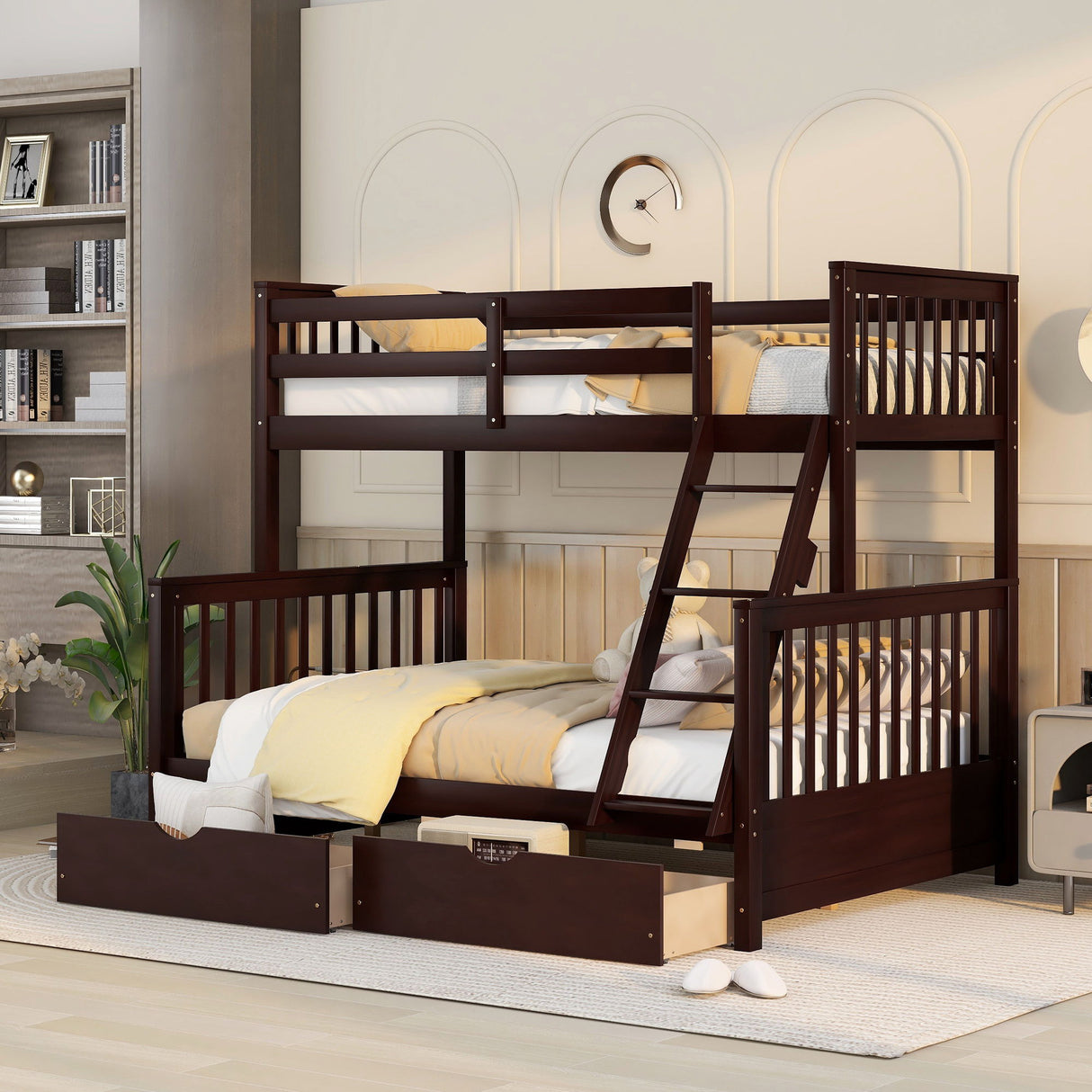 Bunk Bed With Ladders And 2 Storage Drawers